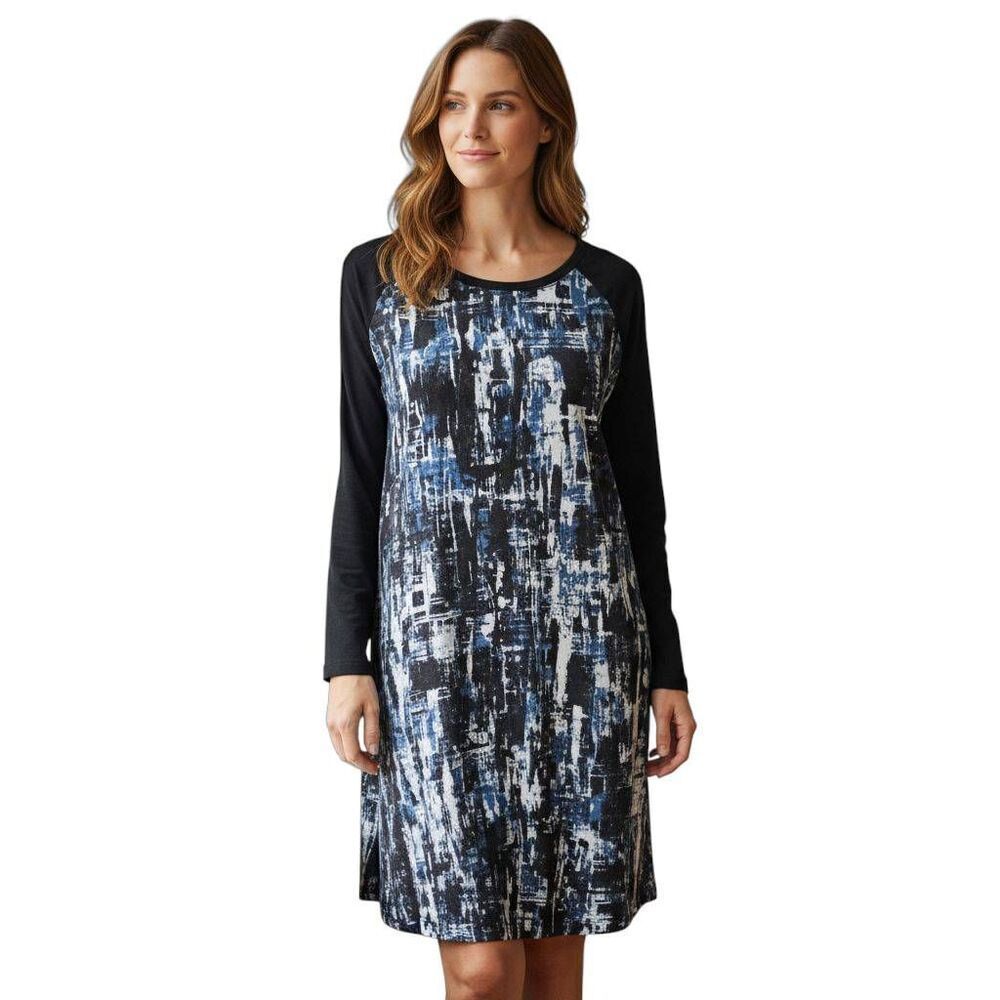 BANANA REPUBLIC NAVY & WHITE MODERN PRINT DRESS SZ.S EUC.